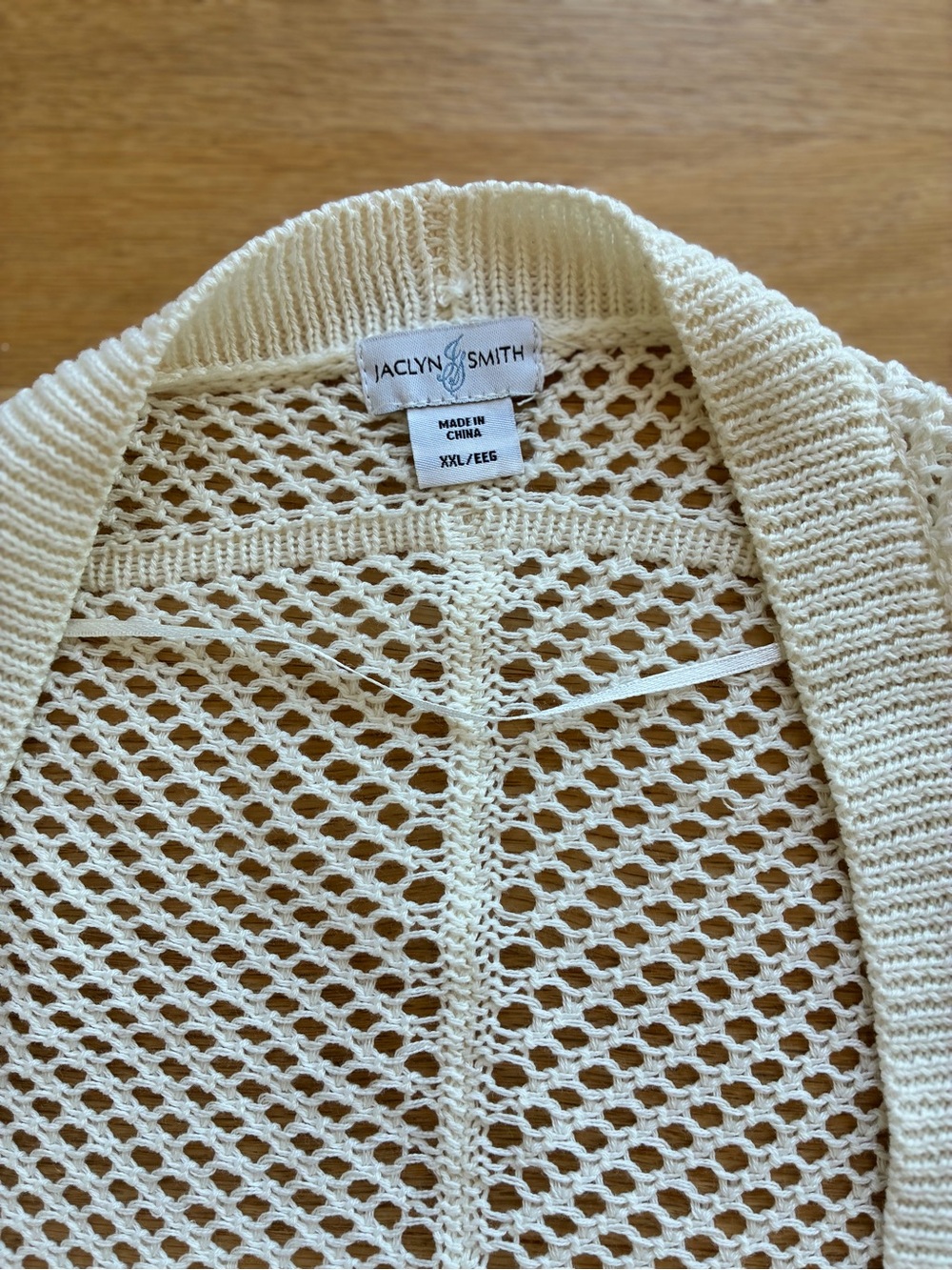 Jaclyn Smith Cream Open Knit Mesh Cardigan Duster Shrug XXL Cottagecore Boho